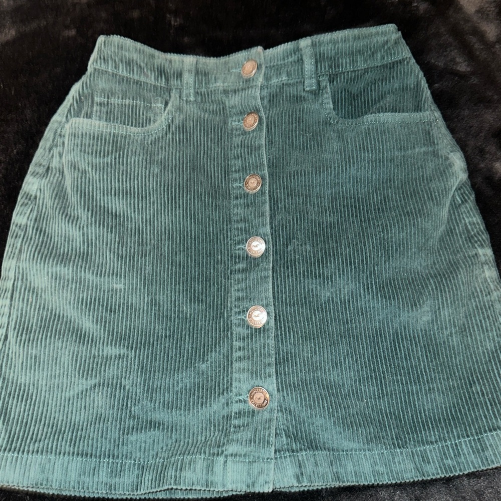 Green hollister corduroy mini skirt